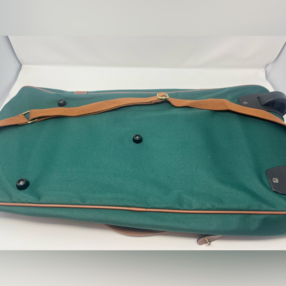 Set-POLO RALPH LAUREN Rolling Duffel/Toiletry Bags Carry On Green Canvas VTG NEW - Picture 8 of 10
